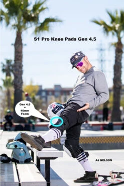 S1 Pro Knee Pads - Gen 4.5 - 40MM Thickness -SafeGuard Helmets Shop AJ Nelson 4.5 Knee Pad Lifestlye 40 mm resize 60618.1683319725 3