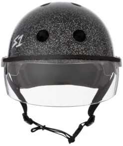 S1 Lifer Visor Helmet - Gen 2 - Black Gloss Glitter -SafeGuard Helmets Shop LiferVisor NEWBlackGlossGlitter Clear Front 47006.1648485761