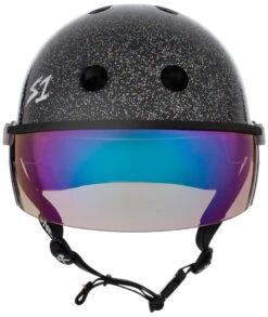 S1 Lifer Visor Helmet - Gen 2 - Black Gloss Glitter -SafeGuard Helmets Shop LiferVisor NEWBlackGlossGlitter Iridium Front 82712.1648485761