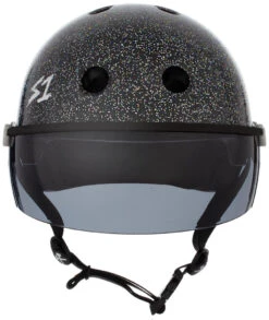 S1 Lifer Visor Helmet - Gen 2 - Black Gloss Glitter -SafeGuard Helmets Shop LiferVisor NEWBlackGlossGlitter Tint Front 29484.1648485761