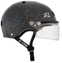S1 Lifer Visor Helmet - Gen 2 - Black Gloss Glitter -SafeGuard Helmets Shop LiferVisor NEW BlackGlossGlitter Clear Side 81448.1648485761