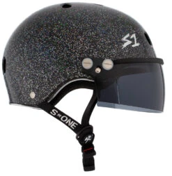 S1 Lifer Visor Helmet - Gen 2 - Black Gloss Glitter -SafeGuard Helmets Shop LiferVisor NEW BlackGlossGlitter Tint Side 81851.1648485761