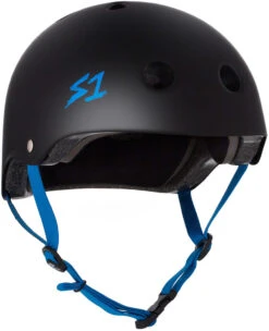S1 Lifer Helmet - Black Matte W/ Cyan Straps