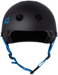 S1 Lifer Helmet - Black Matte W/ Cyan Straps 5 S1 Lifer Helmet - Black Matte W/ Cyan Straps -SafeGuard Helmets Shop Lifer BlackMatteCyanStrap Front 94042.1685582074 4