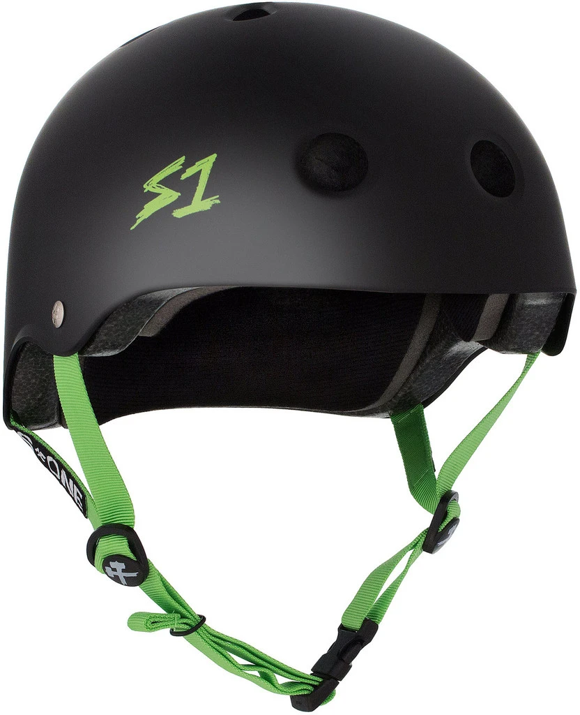 S1 Lifer Helmet - Black Matte W/ Bright Green Straps 1 S1 Lifer Helmet - Black Matte W/ Bright Green Straps