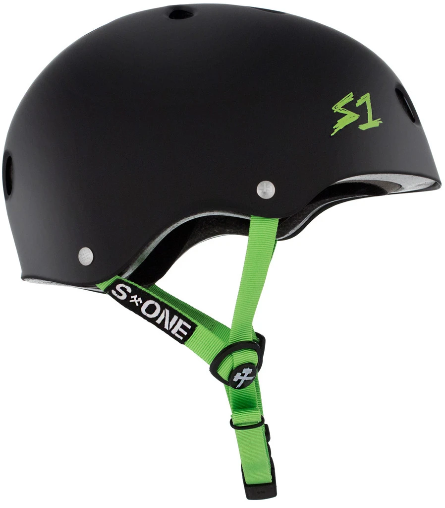 S1 Lifer Helmet - Black Matte W/ Bright Green Straps 2 S1 Lifer Helmet - Black Matte W/ Bright Green Straps - Image 2