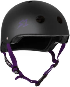 S1 Lifer Helmet - Black Matte W/ Purple Straps