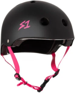 S1 Lifer Helmet - Black Matte W/ Pink Straps
