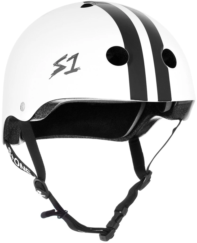 S1 Lifer Helmet - White Gloss W/ Black Stripes 1 S1 Lifer Helmet - White Gloss W/ Black Stripes