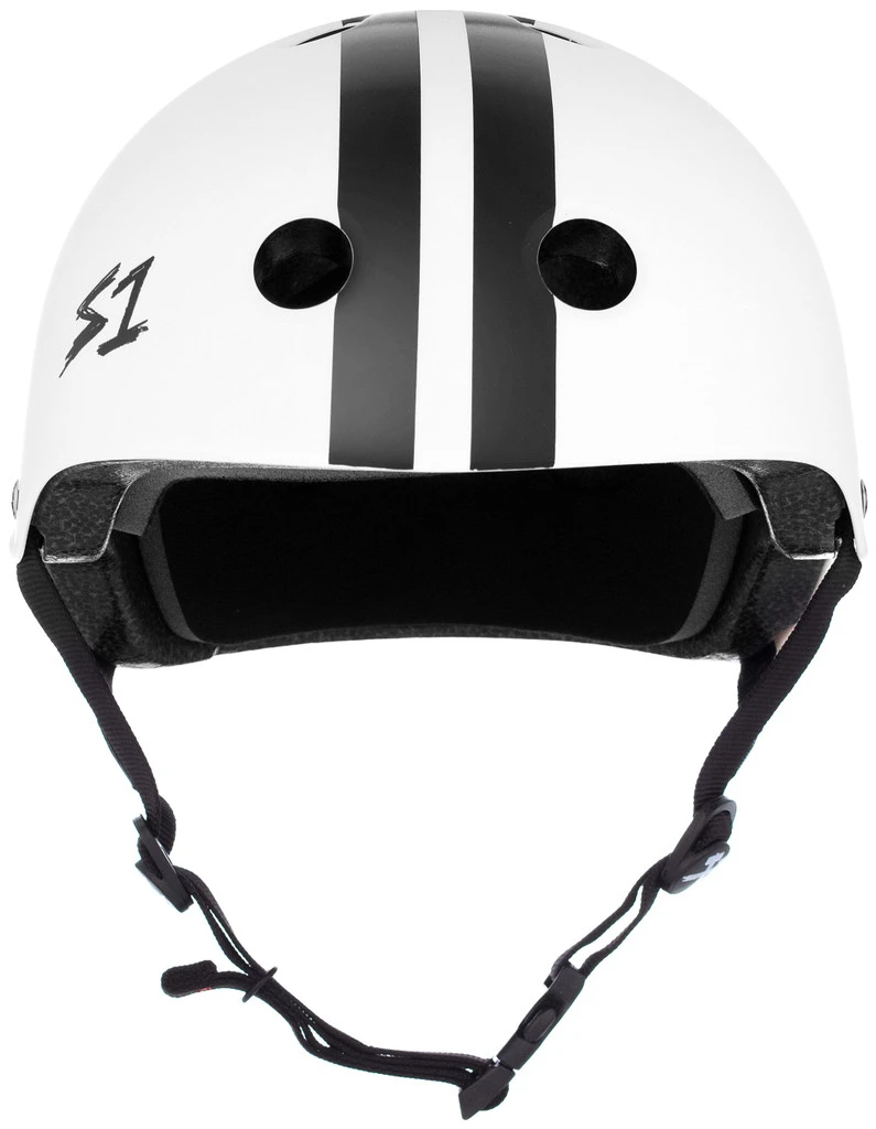 S1 Lifer Helmet - White Gloss W/ Black Stripes 2 S1 Lifer Helmet - White Gloss W/ Black Stripes - Image 2