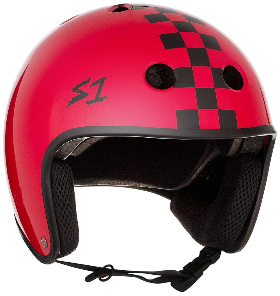 S1 Retro Lifer Helmet - Red Gloss W Checkers 2 S1 Retro Lifer Helmet - Red Gloss W Checkers - Image 2