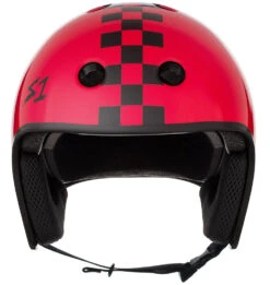 S1 Retro Lifer Helmet - Red Gloss W Checkers