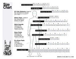 S1 Park Knee Pads - Retro -SafeGuard Helmets Shop S1 Helmets and Pads Sizing Chart 87527.1643682452 1