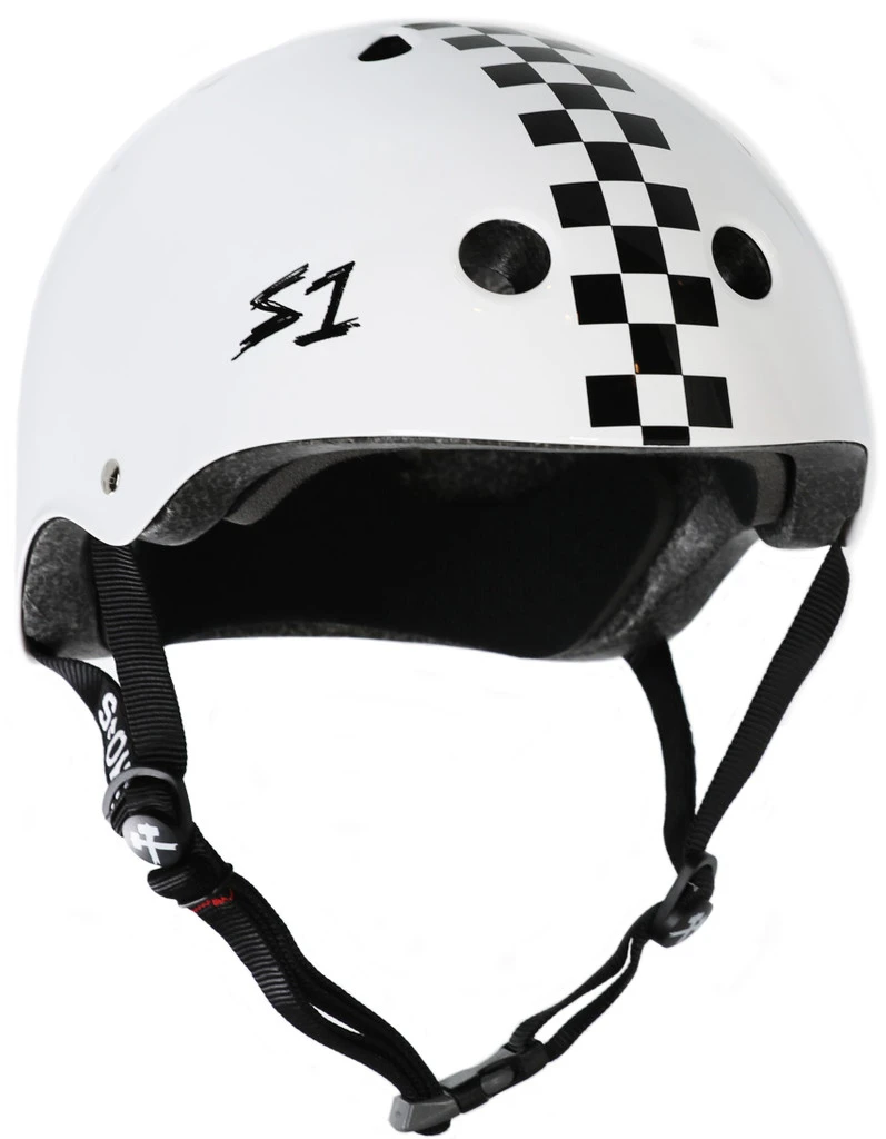 S1 Mega Lifer Helmet - WHITE GLOSS W/ CHECKERS 1 S1 Mega Lifer Helmet - WHITE GLOSS W/ CHECKERS