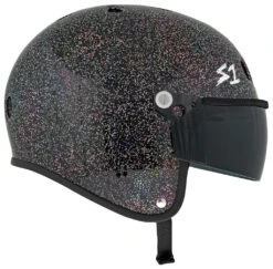 S1 Retro Lifer E-Helmet - Black Gloss Glitter 18 S1 Retro Lifer E-Helmet - Black Gloss Glitter -SafeGuard Helmets Shop S1 Retro Lifer E Helmet Black Glitter Side Tint Visor cropped 26624.1685153105 2